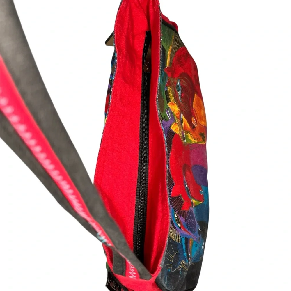 Laurel Burch Wild Horses Of Fire Canvas Shoulder Bag Purse Art Charm - Picture 6 of 16